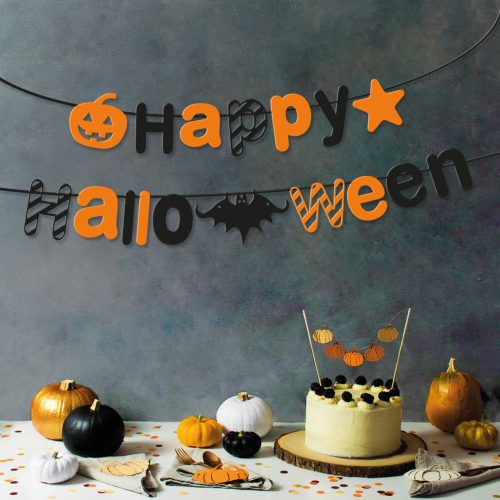 Halloween-i papír girland - "Happy Halloween" felirat - 3,5 m