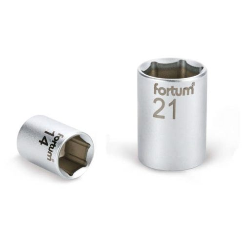 FORTUM dugófej, 1/2", 19mm, 61CrV5, mattkróm,  38mm hosszú FORTUM