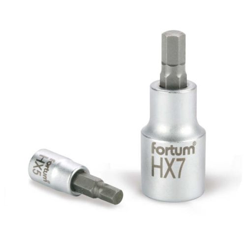 FORTUM bitdugófej, imbusz, 1/2", 61CrV5/S2, mattkróm; 10mm (HX10), 55mm FORTUM