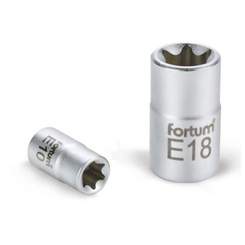 FORTUM dugófej, torx, 1/2", 61CrV5 mattkróm, 38mm hosszú; E14 FORTUM