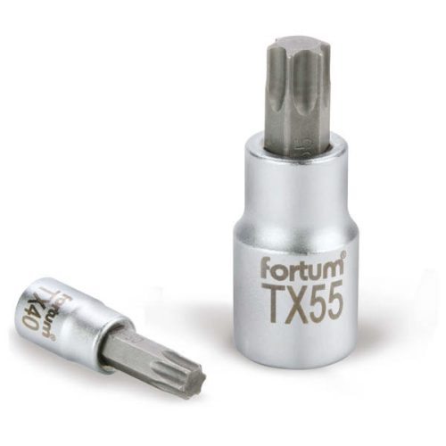 FORTUM bitdugófej, torx, 1/4", 61CrV5/S2, mattkróm; TX30