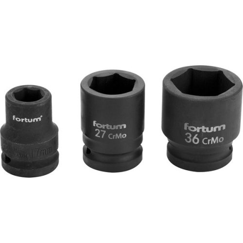 FORTUM gépi (impakt) dugófej 3/4", 33mm, L 57 mm, feketített, FORTUM