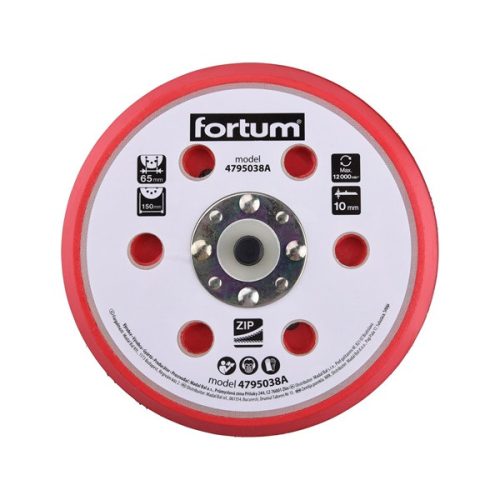 FORTUM tartalék gumi talp 4795038 rotációs csiszológéphez, 6"/150mm, 6+16 db lyuk, tépőzáras, 12.000 f/perc, vastagság:10mm