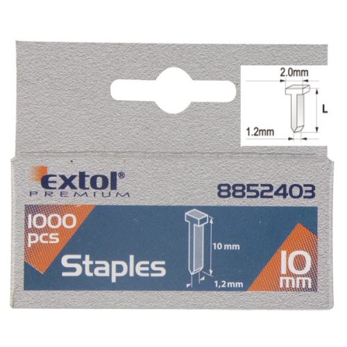 EXTOL PREMIUM szeg fejjel profi tűzőgéphez 1000db ; 10mm (2,0×1,2×0,52mm)