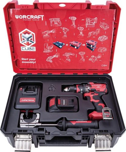 Set Worcraft XCUBE004 Toolbox, bezuhlíkový skrutkovač CHD-S20LiBH, 1x 4.0 Ah akumulátor, 1x nabíjačka