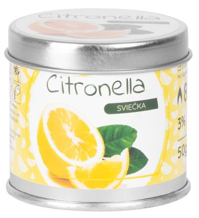 Gyertya Citronella 50 g, doboz, csomag. 12 db, termékcsomag 12 db, 55 x 55 mm