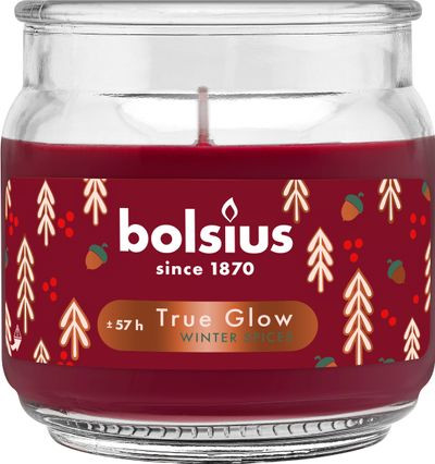 Sviečka Bolsius Large Jar,Winter Spices , vonná, vianočná., červená, 100x98 mm, v skle