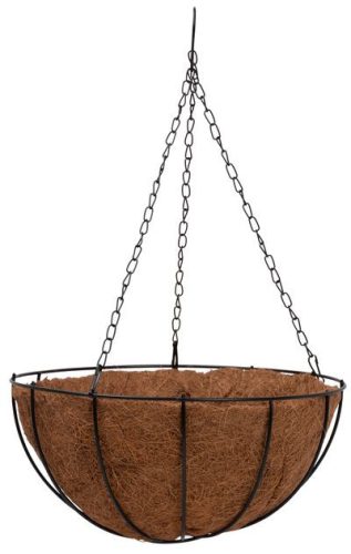 Virágcserép Strend Pro LC-CocoB-23, 30 x 30 x 14 cm, acél/kókusz, fali kör, felfüggeszthető, akasztó