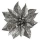 Kvet MagicHome Vianoce GlitterPoinsettia, so Å¡tipcom, striebornÃ½, veÄ¾kosÅ¥ kvetu: 9 cm, dÄºÅ¾ka kvetu: 8 cm, 6 ks