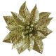 Kvet MagicHome Vianoce GlitterPoinsettia, so Å¡tipcom, zlatÃ½, veÄ¾kosÅ¥ kvetu: 9 cm, dÄºÅ¾ka kvetu: 8 cm, 6 ks