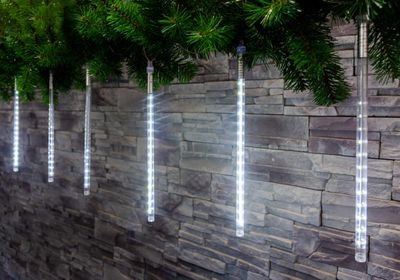 Lánc MagicHome Karácsony Icicle, 720 LED hideg fehér, 24 jégcsappal, vízesés hatással, 230 V, 50 Hz,