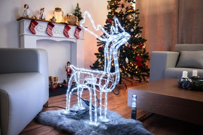 MagicHome karácsonyi dekoráció, Rénszarvas, 216 LED hideg fehér, fordítható fejjel, 230 V, 50 Hz, kü