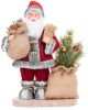 Karácsonyi dekoráció, Mikulás táskával és karácsonyfával, LED, 3x AAA, 30 cm