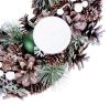Karácsonyi koszorú, adventi, natúr, zöld gömbökkel, 34 cm