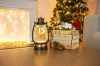 MagicHome karácsonyi retró lámpa, LED, Mikulással, csillámokkal, fekete, 3x AA, műanyag, 13 x 11 x 2