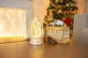 MagicHome Karácsonyi retró lámpa, LED, hóemberrel, csillámokkal, fehér, 3x AA, műanyag, 13 x 11 x 24