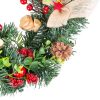 Karácsonyi koszorú, fenyőágakkal és szalaggal, 41 cm
