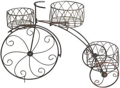Dekorácia Strend Pro, stojan na 3 kvetináče, bicykel